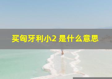 买匈牙利小2 是什么意思